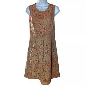 LORD & TAYLOR sheath dress Sz 4 PLEATED & LACE COTTON Bld LINED  * A REAL GEM *